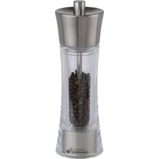 [628784] Zassenhaus pepper mill  Aachen Acrylic Glass/Inox 18 cm