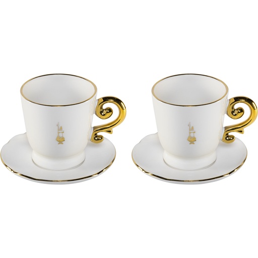 [186302] Bialetti Set 2 Cappuccino Cups incl. saucers Pure Gold