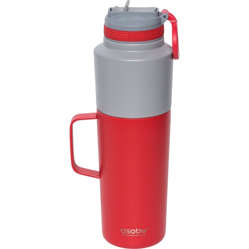 [766460] Asobu Twin Pack Bottle with Mug red, 0.9 L + 0.6 L
