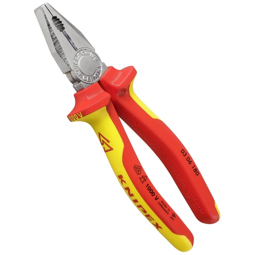 [437124] KNIPEX Combination Pliers chrome plated, insulated 180 mm