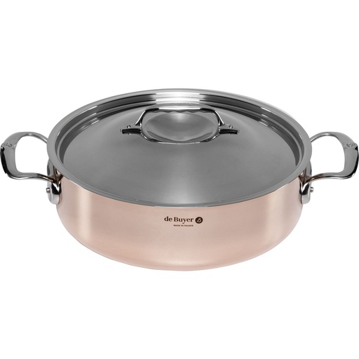 [592622] De Buyer Prima Matera Saucepot copper/steel low 28cm induction