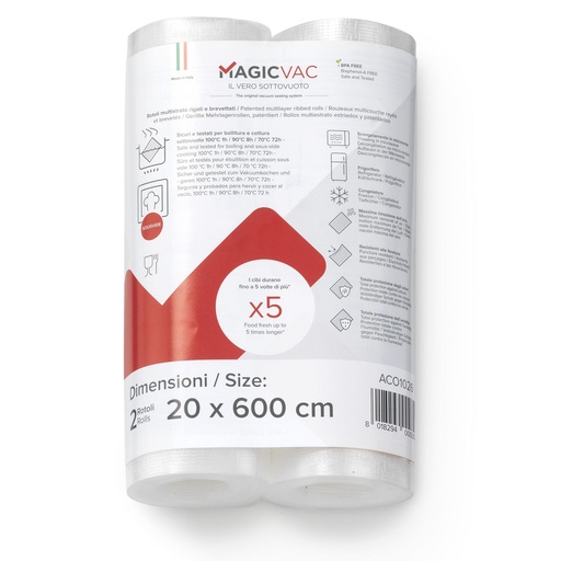 [123540] MagicVac 2 Vacuum sealer rolls with Label 20 cm x 6 m