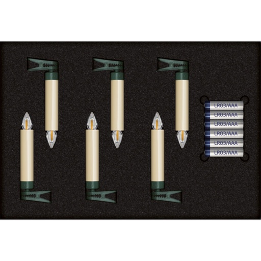 [791807] Krinner Superlight Bavaria Mini Flame 6 pcs. Set Ivory