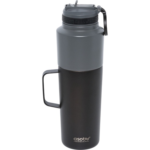 [766439] Asobu Twin Pack Bottle with Mug black, 0.9 L + 0.6 L