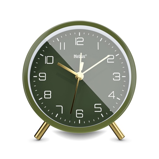 [123498] Mebus 56972 Olivgrün/Gold Quarzwecker