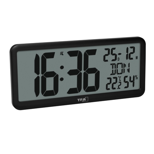 [176404] TFA 60.4525.01   schwarz Digitale Funkuhr mit Raumklima