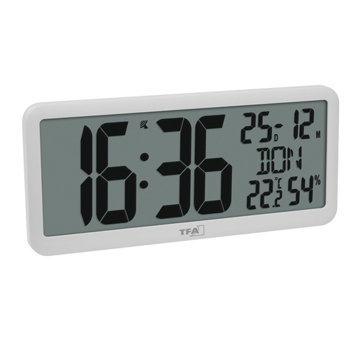 [176411] TFA 60.4525.02   weiß Digitale Funkuhr mit Raumklima