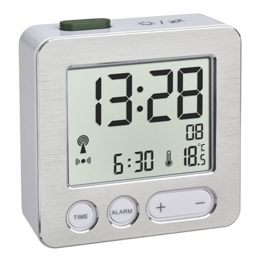 [686569] TFA 60.2545.54 RC Alarm Clock silver/white