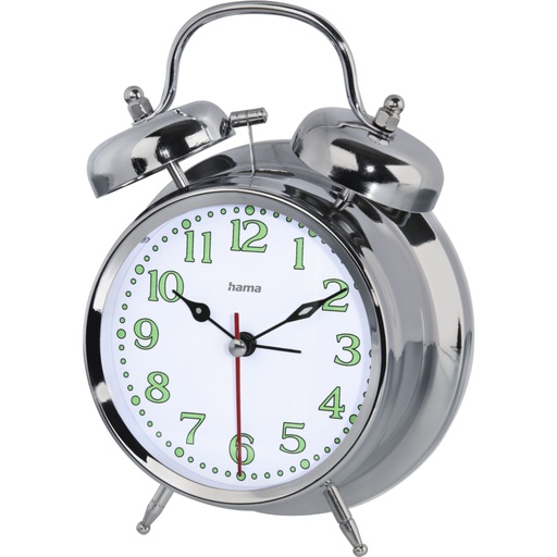 [738824] Hama Alarm Clock Nostalgy, silver fluorescent        186326