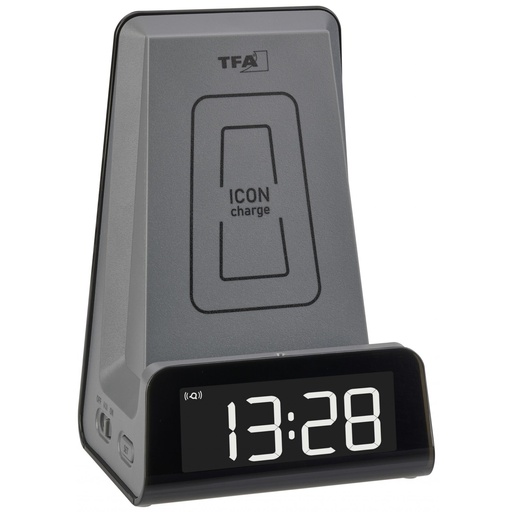 [797589] TFA 60.2033.10 ICON Charge Digital Alarm Clock with Charger