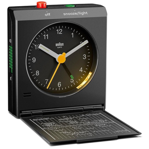 [863970] Braun BC 05 B  Quartz Foldable Alarm Clock Black