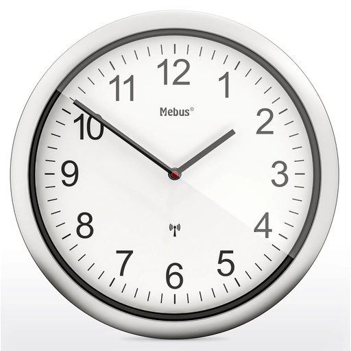 [864026] Mebus 19809 radio wall clock white/silver