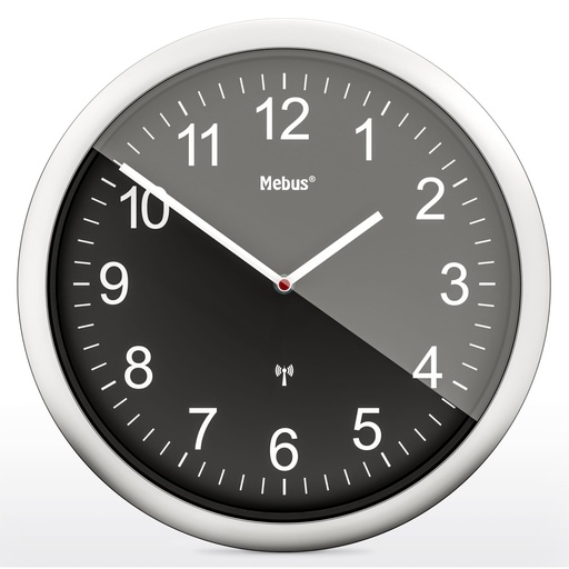 [864040] Mebus 19812 radio wall clock black/silver