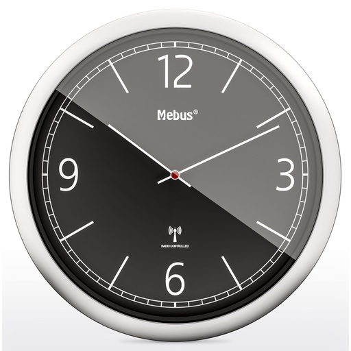 [864047] Mebus 19813 radio wall clock black/silver