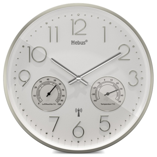 [864061] Mebus 12989 radio wall clock with Thermo-Hygrometer