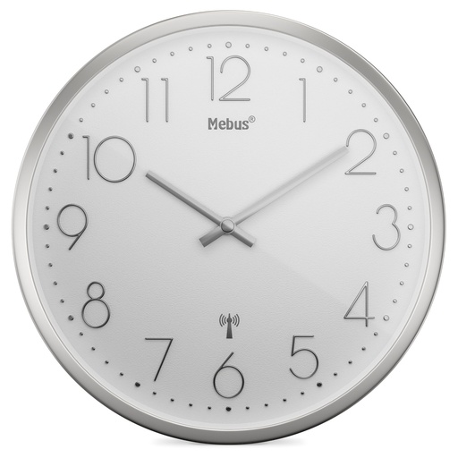 [864068] Mebus 19776 radio wall clock Silver/white