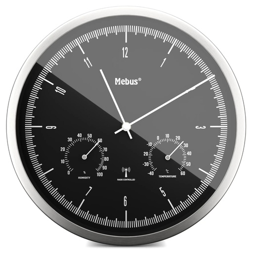 [864075] Mebus 19777 radio wall clock with Thermo-Hygrometer