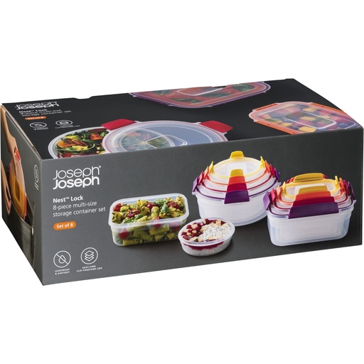 [157840] Joseph Joseph Nest Lock 8-Piece Multic.Mixed Food Container Set