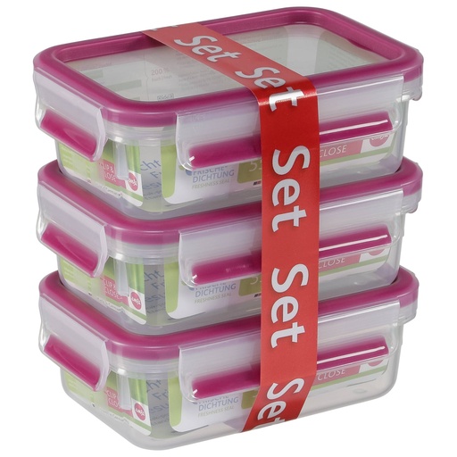 [487454] Emsa Food Clip&Close 515582 transp./pink 0,55l 3 piece Set