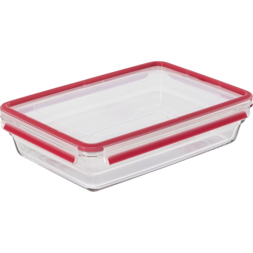 [811337] Emsa Clip&Close Glass Food Container 3 L  red