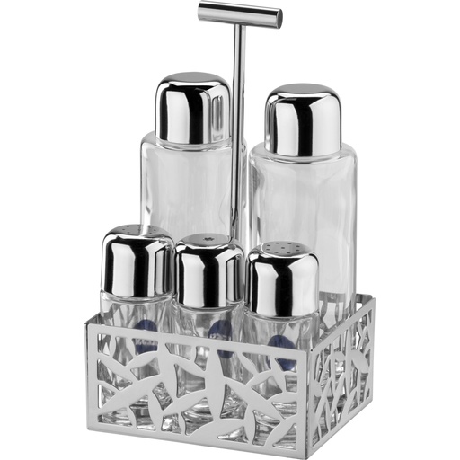 [879083] Alessi Cactus Condiment Set - oil,vinegar,S+P,spices MSA16