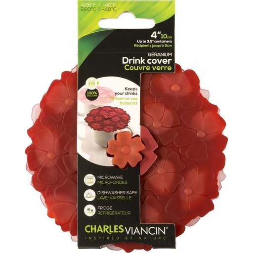 [166835] Charles Viancin GERANIUM 2 drink covers Silicone Bordeaux/Pink