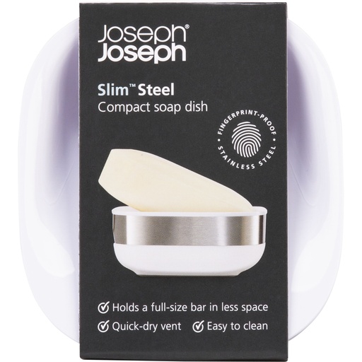 [158260] Joseph Joseph Slim Compact Stainless-steel Soap Dish