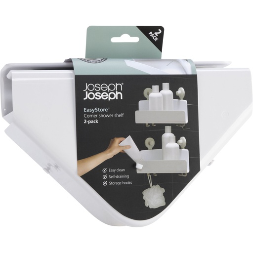 [156860] Joseph Joseph EasyStore 2-piece White Corner Shower Shelf Set