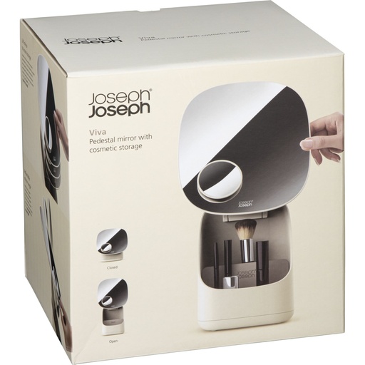 [158491] Joseph Joseph Viva Pedestal Mirror with Cosmetic Organiser
