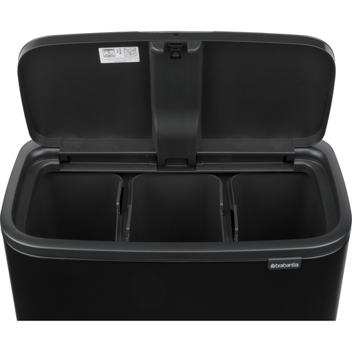 [637555] Brabantia Bo Touch Bin black matt, 3 x 11 L