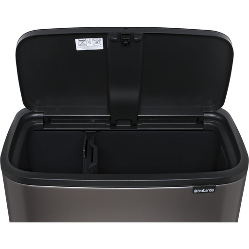[661621] Brabantia Waste Bin Bo Touch Bin Platinum, 11 + 23 L