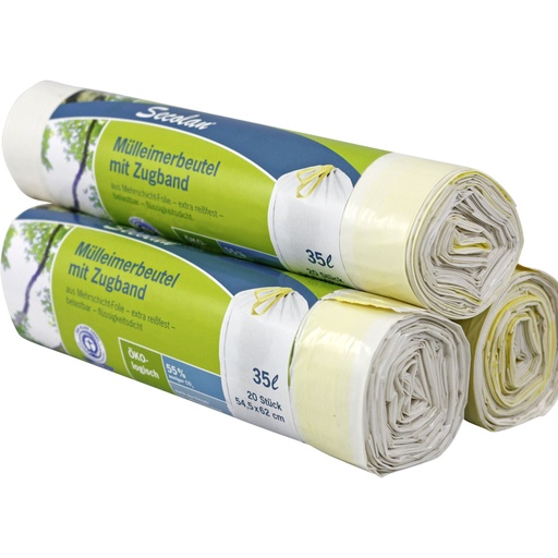 [600103] 1x20 Secolan Garbage Bags with drawstring 35 l white