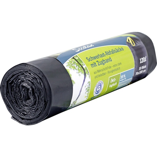 [600117] 1x10 Secolan Duty Heavy Garbage Bags, drawstring 120 l grey/sw