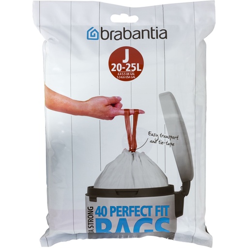 [637674] Brabantia PerfectFit Bin Liner Type J 20-25 L, 40 Bags