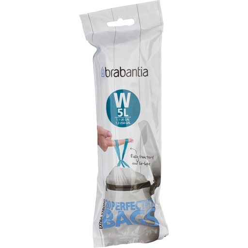 [661796] Brabantia PerfectFit Bin Liner Type W, 5 L, 20 Bags