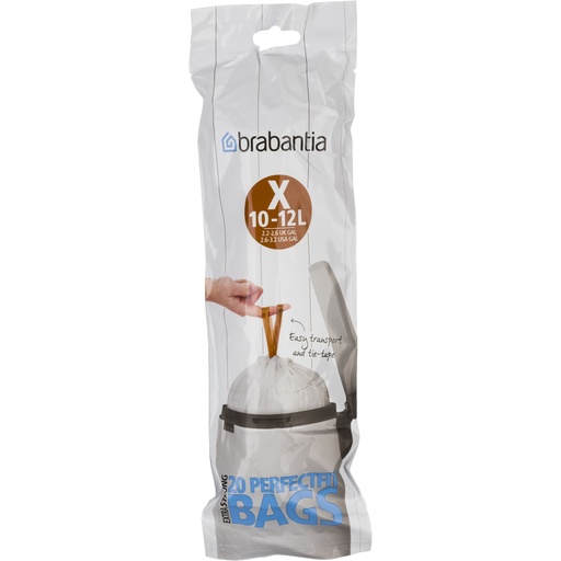 [661803] Brabantia PerfectFit Bin Liner Type X, 12 L, 20 Bags