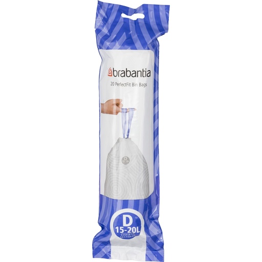 [661810] Brabantia PerfectFit Bin Liner Type D, 15-20 L, 20 Bags