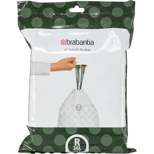 [661908] Brabantia PerfectFit Bin Liner Type R, 36 L, 40 Bags