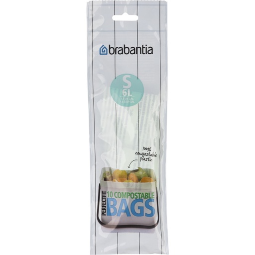 [661929] Brabantia PerfectFit Bin Liner Compostable Type S, 6 L, 10 bags