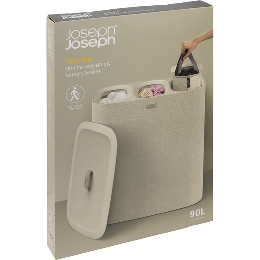 [158372] Joseph Joseph Tota Trio 90L Ecru Laundry Separation Basket