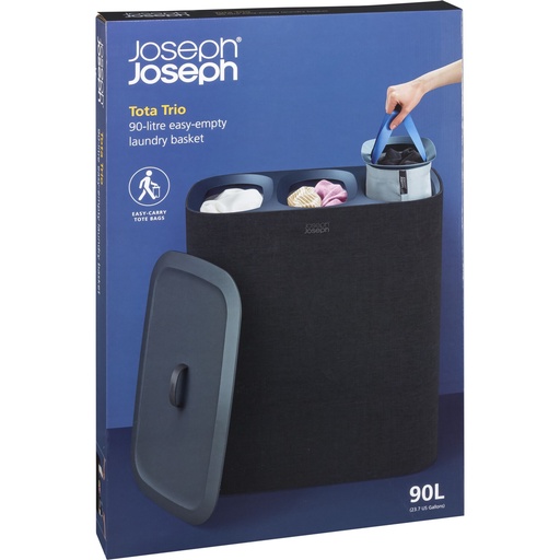 [158393] Joseph Joseph Tota Trio 90L Black Laundry Separation Basket