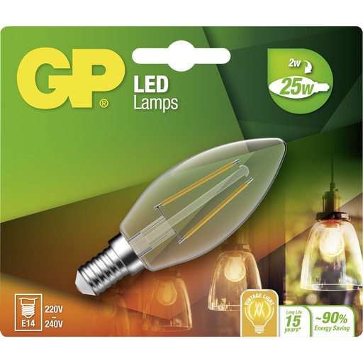 [255348] GP Lighting Filament Candle E14 2W (25W)  250 lm      GP 078081