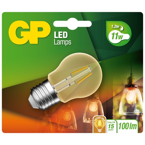 [332271] GP Lighting LED Mini Globus Gold E27 1,2W (25W)Filament GP 080596
