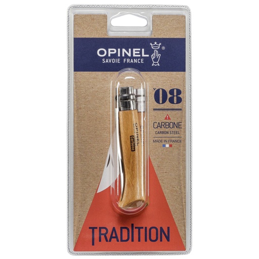 [536776] Opinel pocket knife No. 08 carbon w. wood handle