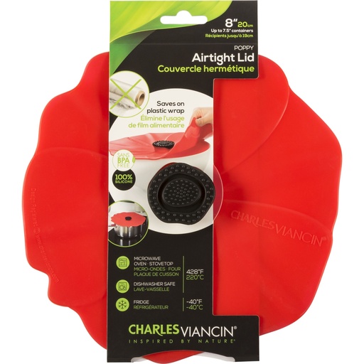 [166842] Charles Viancin Poppy 20 cm Silicone Lid red