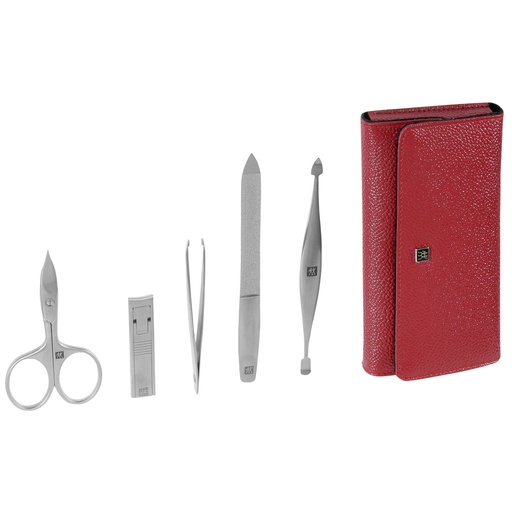 [587680] Zwilling Premium snap fastener leather case, red, 5 pcs.