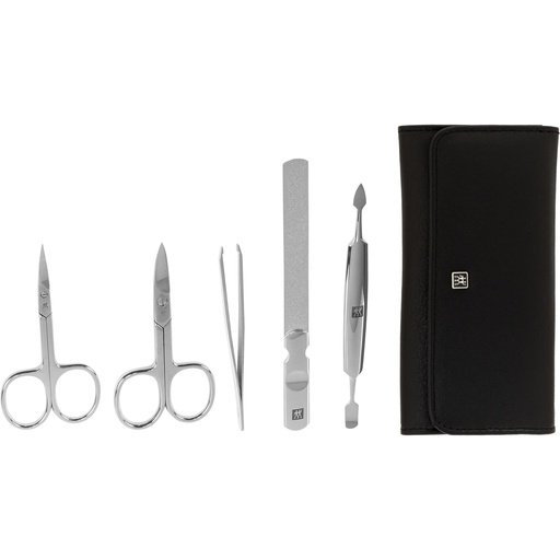 [626369] Zwilling CLASSIC snap fastener leather case, black, 5 pcs.
