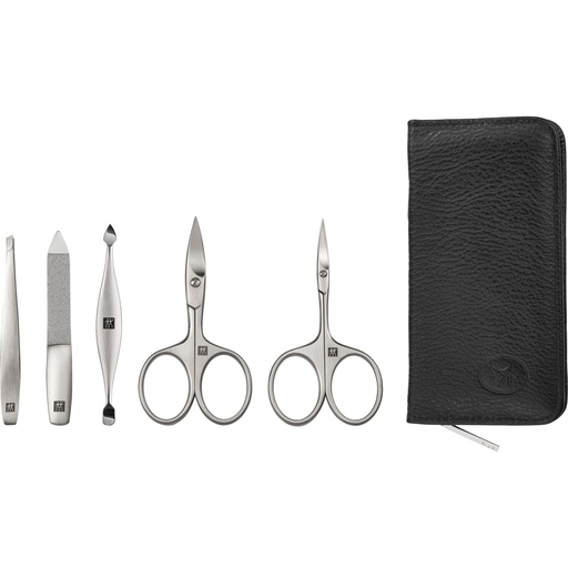 [709578] Zwilling PREMIUM zip fastener leather case, black, 5 pcs.