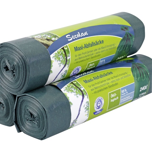 [600082] 1x5 Secolan Maxi Garbage Bags 240 l green/black