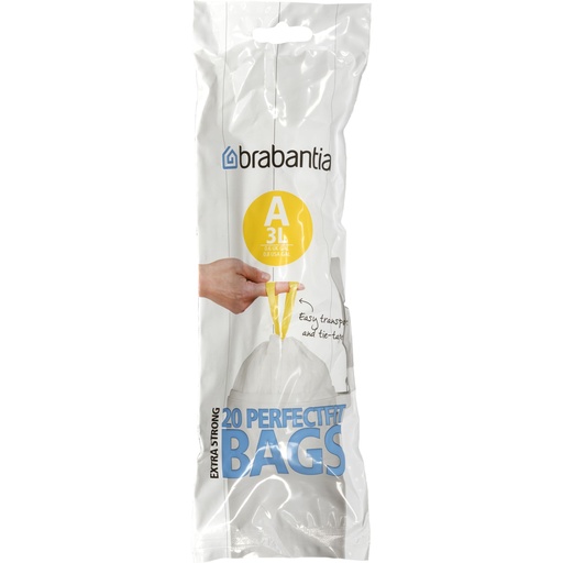 [661775] Brabantia PerfectFit Bin Liner Type A, 3 L, 20 Bags